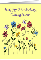 happy birthday daughter flowers & butterflies card