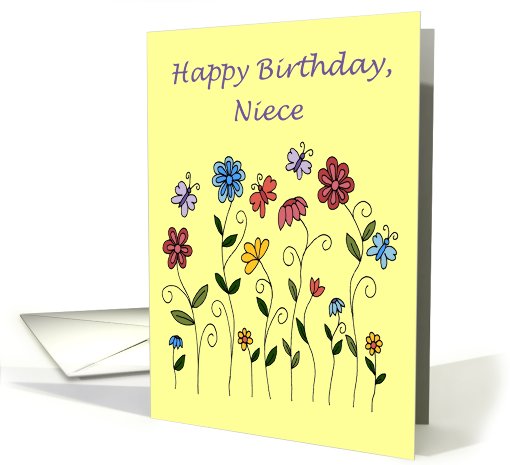 happy birthday niece flowers & butterflies card (534666)