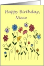 happy birthday niece flowers & butterflies card
