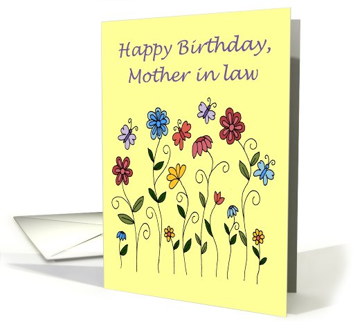 happy birthday mother in law flowers & butterflies card (534670)