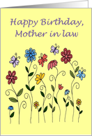 happy birthday mother in law flowers & butterflies card