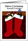 Merry Christmas grandparents bears in stockings card