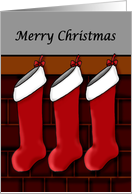 Christmas stockings from expecting parents of triplets card