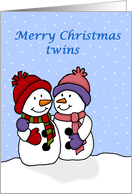 merry christmas twin snowgirls card