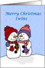 merry christmas twin snowgirls card