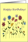 Happy birthday flowers & butterflies card