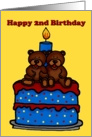 happy 2nd birthday twin bears on cake card