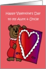 Girl Bear holding a valentine for her aunt and uncle card