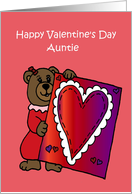 Girl Bear holding a valentine for her aunt card