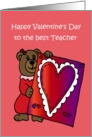 Girl Bear holding a valentine for her teacher card