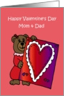 Girl Bear holding a valentine for her parents card