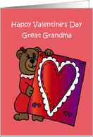 Girl Bear holding a valentine for her great grandma card