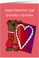 Girl Bear holding a valentine for her grandma and grandpa card