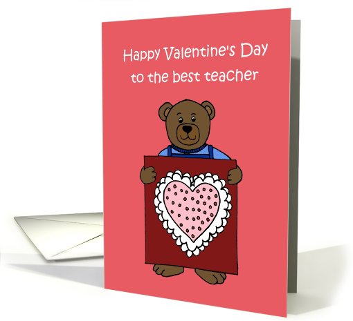 boy Bear holding a valentine for his teacher card (553056)