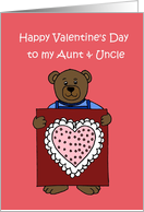 boy Bear holding a valentine for his aunt and uncle card