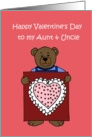 boy Bear holding a valentine for his aunt and uncle card