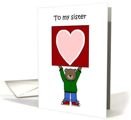 boy bear holding a card to his sister card (553613)