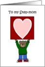 boy bear holding a card for his step mom card