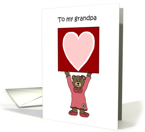 girl bear holding a card for her grandpa card (555310)