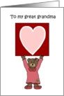 girl bear holding a card for her great grandma card