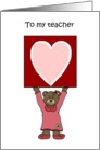 girl bear holding a card for her teacher card