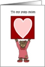 girl bear holding a card for her step mom card
