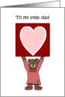 girl bear holding a card for her step dad card