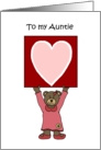 girl bear holding a card for her aunt card