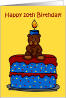 10th birthday boy bear on cake card