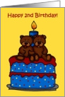 boy-girl twin bears on a 2nd birthday cake card