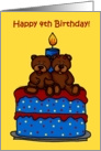 boy-girl twin bears on a 4th birthday cake card