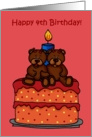 twin girl bears on a 4th birthday cake card