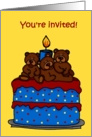 triplet bears birthday party invitation card