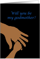 will you be my godmother in blue ethnic card