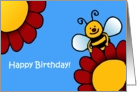 Happy birthday bee and flowers card