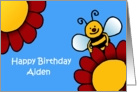 bee and flowers birthday Aiden card