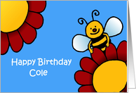 bee and flowers birthday Cole card