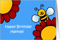bee and flowers birthday Hannah card