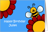 bee and flowers birthday Juliet card