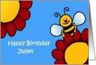 bee and flowers birthday Juliet card