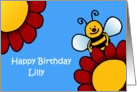 bee and flowers birthday lilly card