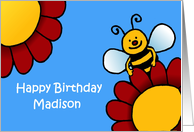 bee and flowers birthday madison card
