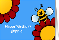 bee and flowers birthday Sophia card