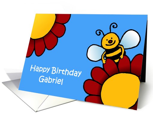 bee and flowers birthday gabriel card (568580)