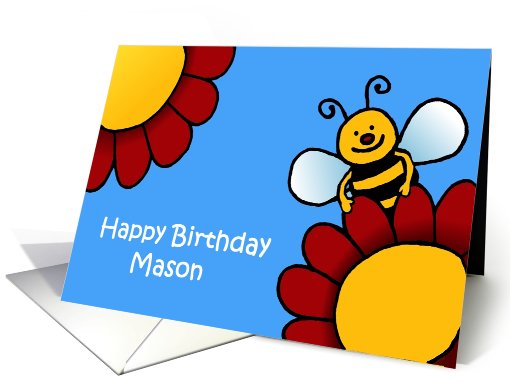 bee and flowers birthday Mason card (568586)
