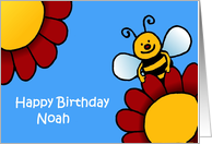 bee and flowers birthday Noah card