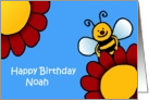 bee and flowers birthday Noah card