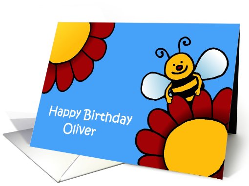 bee and flowers birthday Oliver card (568588)