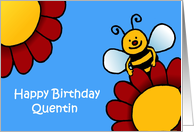 bee and flowers birthday Quentin card