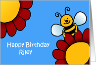 bee and flowers birthday Riley card